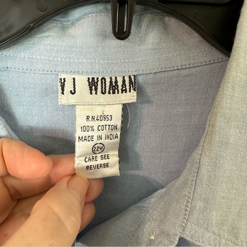 Vintage Patchwork Blue Button-Downshirt Size 22w - image 2